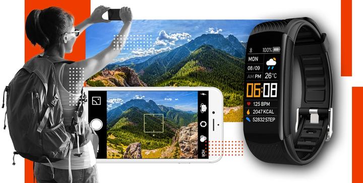 Produktbild Giewont Fit&GO Duo GW200-9 Smartband – Schwarz + Orangefarbenes Power-Armband