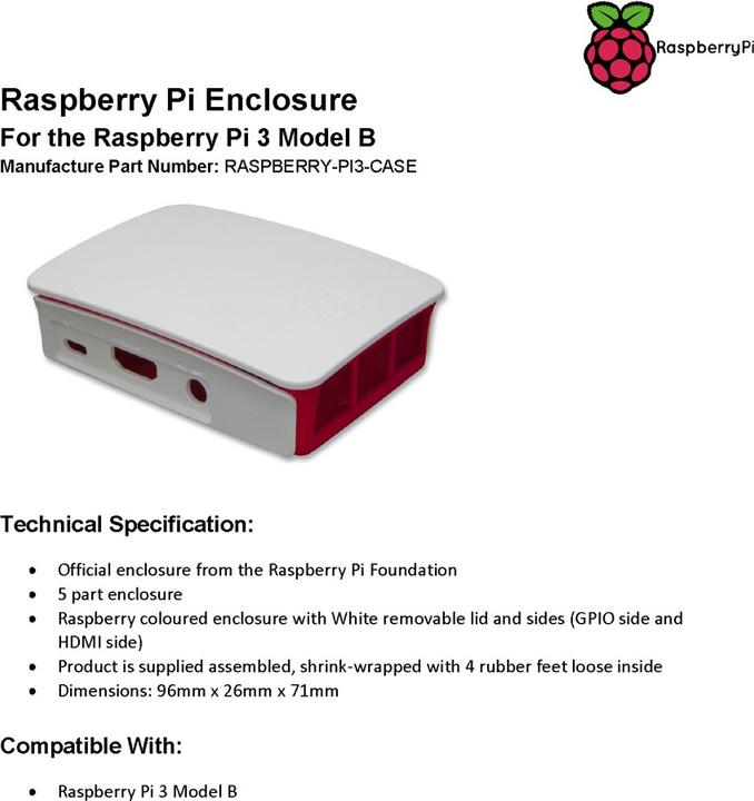 Image du produit Raspberry Pi Boîtier officiel pour 3B+/3/2