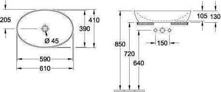 Produktbild Villeroy & Boch Aufsatzwaschbecken Artis 61 cm oval weiss/powder 419861BCT0 (410 mm, 610 mm)