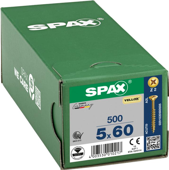 Actual product image Spax Screw R 88094 Countersunk head w.point/cross recess -PZ 5 x 60/36-Z Steel galvanised yellow (1 Screws per piece)