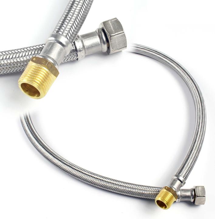 Produktbild XPOtool Flexschlauch 1500mm DN8 Panzerschlauch 1/2" AG 20,95mm 3/8" ÜM 14,95mm