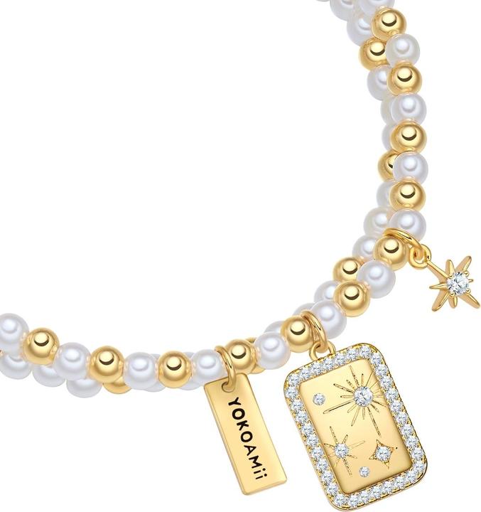 Image du produit Yokoamii Bracelet femme en perles étoiles - 36348 (21 cm, Laiton)