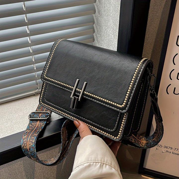 Produktbild Only-Bags.Store Retro Vielseitige Mini Square Umhängetasche, klassische strukturierte Umhängetasche mit Klappe