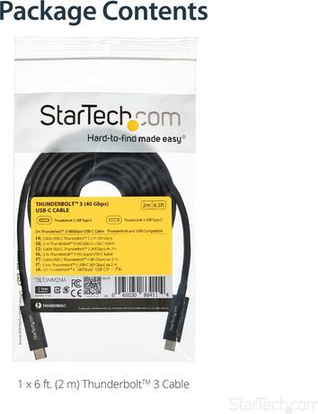 Produktbild StarTech 2M THUNDERBOLT 3 40GBPS CABLE (2 m, USB 3.2)