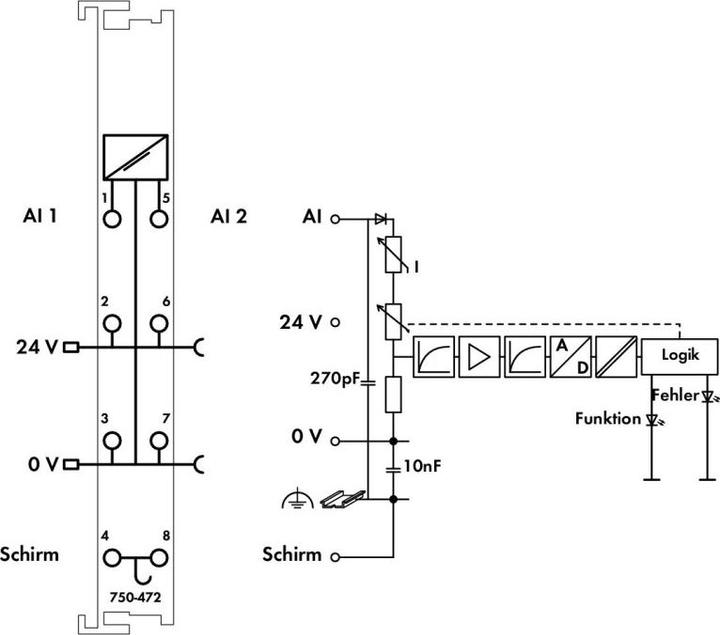 Actual product image Wago Analogue I/O Module DC Series 750 24V 750-472