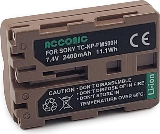 Produktbild Acconic Akku mit USB-C Input für Sony NP-FM500H Alpha 57 65 77 99 DSLRA100 DSLR-A100 DSLRA100H DSLR-A200 (Kamera Akku)