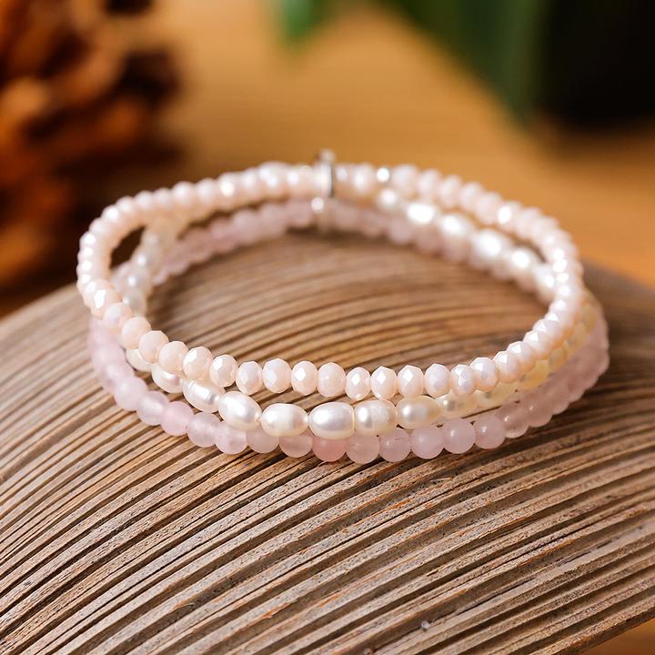 Immagine prodotto Andreani Armband aus echten Süsswasserperlen mit Rosenquarz (80 cm)