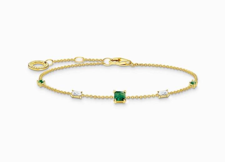 Immagine prodotto Thomas Sabo Bracciale con pietre verdi e bianche, oro (19 cm, Argento 925)