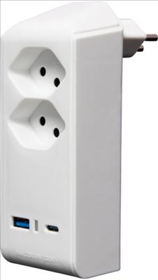 Produktbild Brennenstuhl cleverLINE Abzweigstecker 2-fach weiss mit 1x USB Typ-A und 1x USB Typ-C PD Anschluss (max. 18W) (Typ 13, 2 x)