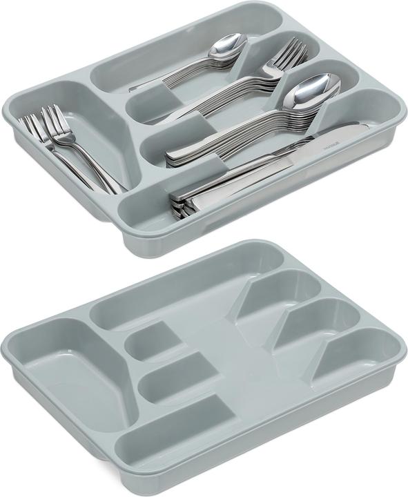 Actual product image Relaxdays Cutlery Tray 5 Compartments, Pack of 2