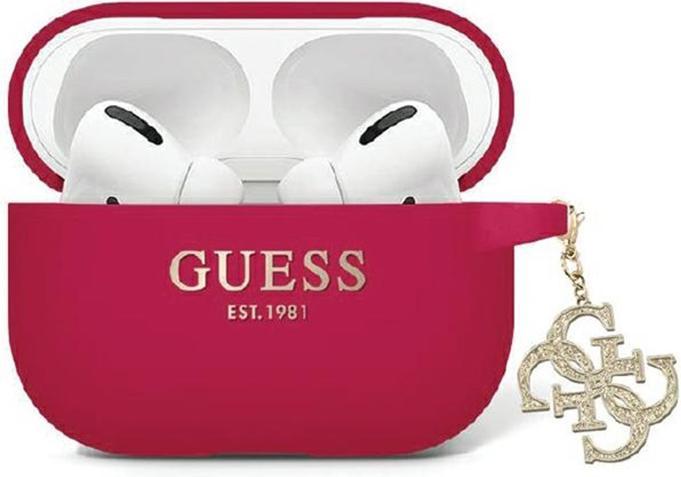 Image du produit Guess GUAP2LECG4M Coque AirPods Pro 2 pourpre/magenta Silicone liquide pailleté Triangle Charm (Sac pour écouteurs)