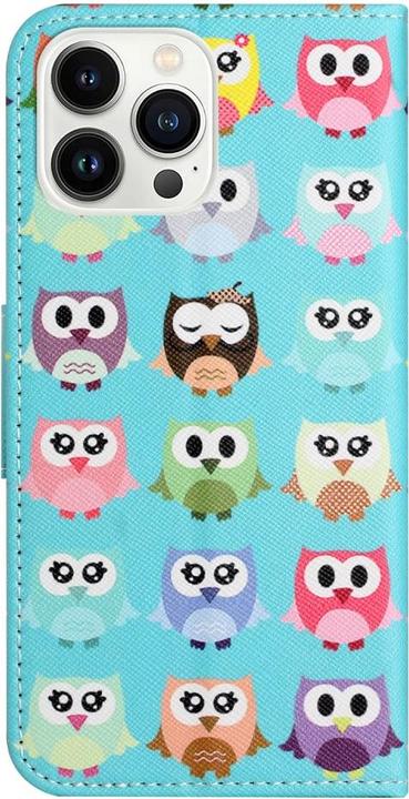 Produktbild Ueli Express iPhone 15 Pro Max Buch Etui Tasche mit Kartenfach Eulen (Apple iPhone 15 Pro Max)