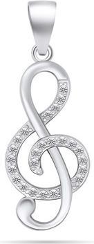 Brilio Silver - Charming sterling silver pendant with zircons Treble clef PT65W