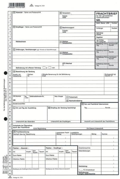 Immagine prodotto Rnk Frachtbrief für gewerblichen Güterfrachtvehrkehr, DIN A4, selbstdurchschreibend (3 x)