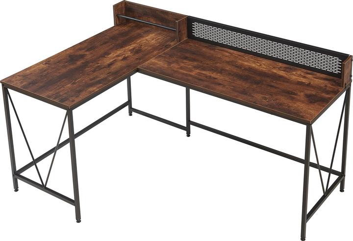 Actual product image En.Casa Schreibtisch Frelvepirg mit Rückwand L-förmig 165x110x75 cm Walnuss