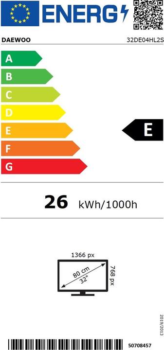 Etichetta energetica Daewoo 32DE04HL2S (32", LED, Pronto per l'HD)