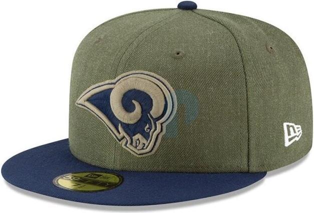 New Era NFL - Los Angeles Rams - On Field 2018 Salute to Service 59Fifty Cap Oliv 7 5/8 (56)