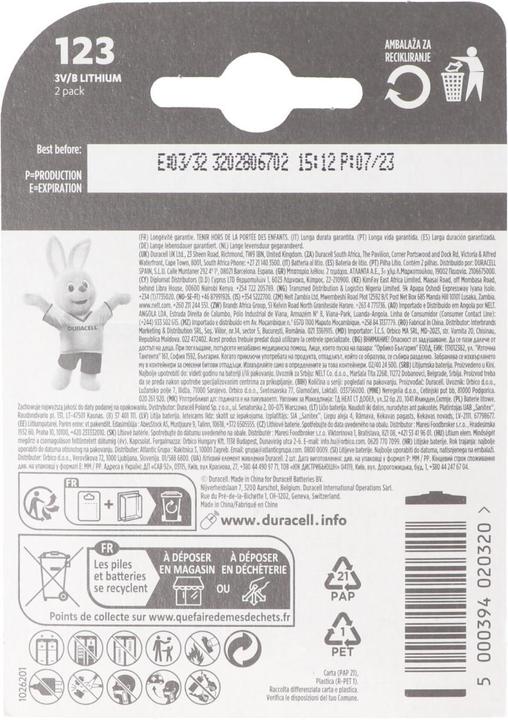 Image du produit Duracell High Power Lithium (2 pcs, CR123A, 1400 mAh)