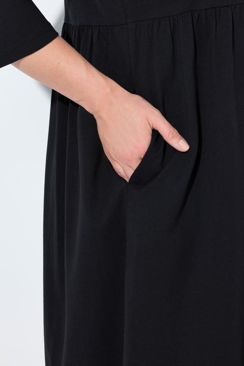 Produktbild Ulla Popken Jerseykleid, A-Linie, Tunika-Ausschnitt, 3/4-Arm (56)