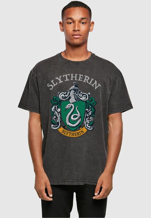 Actual product image Absolute Cult Harry Potter - Slytherin Crest Acid Washed Oversized Tee - 114897 (M)