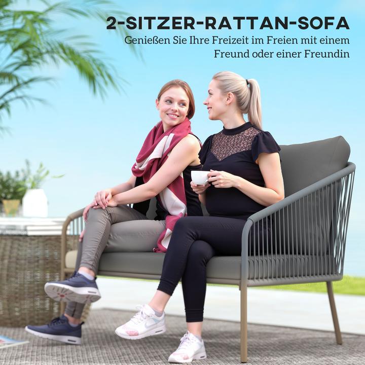 Produktbild Outsunny Rattansofa Stahl, PE-Rattan Grau