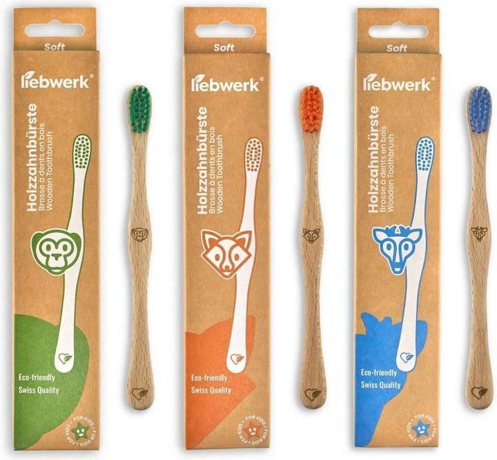 Immagine prodotto Liebwerk Spazzolino da denti in legno per bambini Fox (Morbido, 1 x)