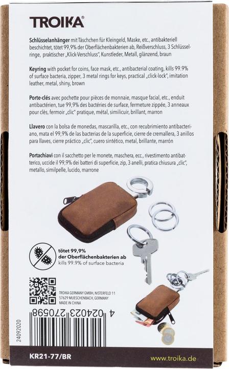 Actual product image Troika Clean Click key ring 55 x 20 x 125 mm, brown