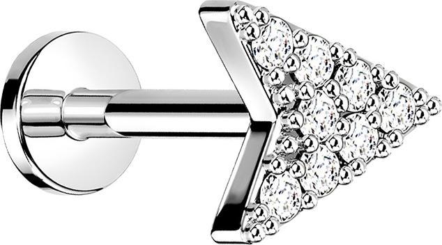 Produktbild Star Piercing Micro Labret Innengewinde silber Pfeil mit Kristall (Messing, Chirurgenstahl 316L)