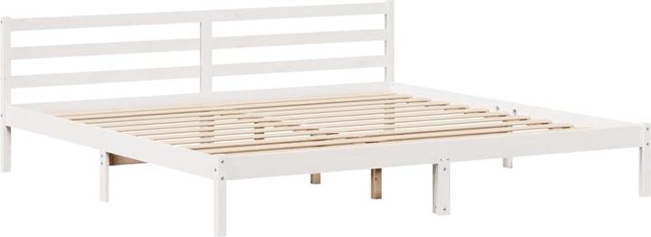Produktbild VidaXL Massivholzbett Holzbett Bett mit Regal ohne Matratze Weiss 180x200cm (180 x 200 cm)