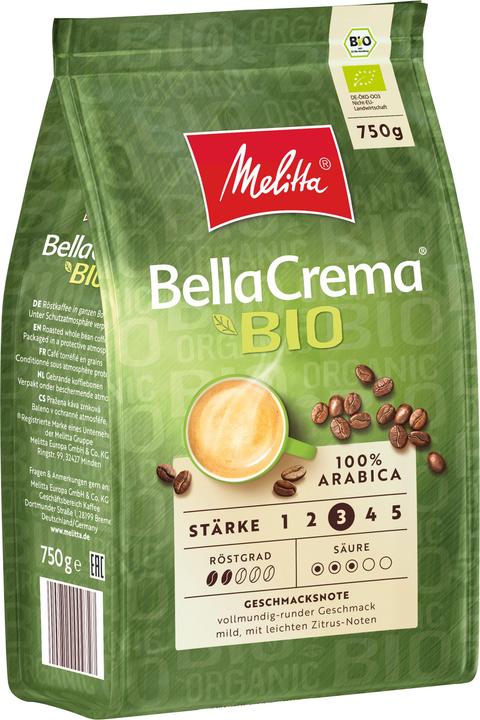 Produktbild Melitta Kaffeebohnen Bella Crema Bio 750 g (750 g, Mittlere Röstung)
