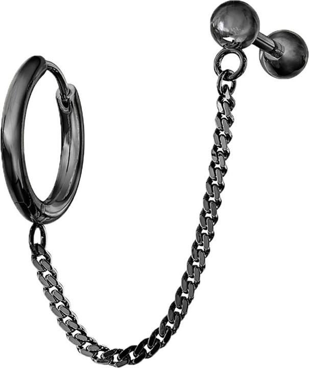 Image du produit Star Piercing Boucle d'oreille noire chaîne Micro Barbell avec boule (Acier inoxydable 316L)