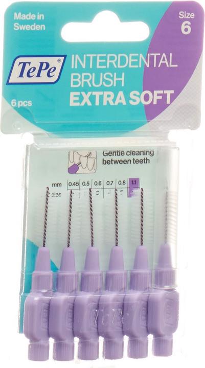 TePe Interdental Brush 1.1mm x-soft violett (6 x, 1.10 mm)