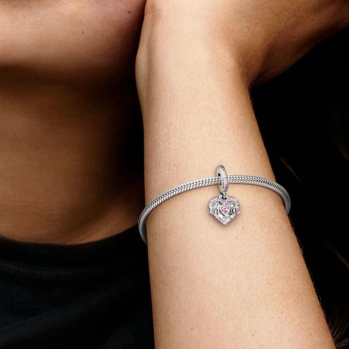 Immagine prodotto Pandora Ciondolo a forma di cuore e mamma (Con pietra/e, Argento 925)