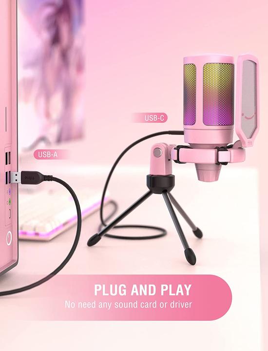 Image du produit Fifine A6V USB RGB Gaming Mic rose