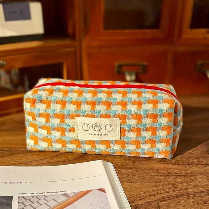 Image du produit Only-Bags.Store arc-en-ciel tressé papeterie sac lavable Pencil Case boîte de papeterie grande capacité