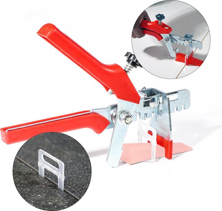 Actual product image XPOtool Tile Levelling System Set with 500 Pull Tabs 1.5mm & 1 Pair of Levelling Pliers, Laying Aid