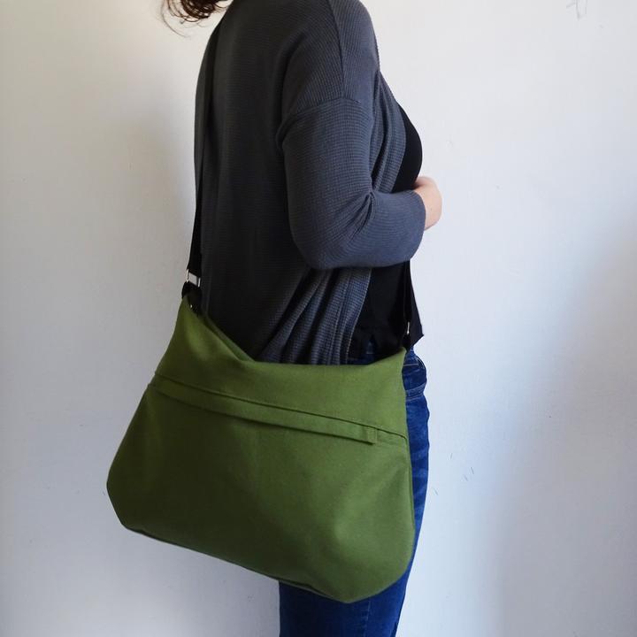 Actual product image Only-Bags.Store Medium canvas crossbody bag with zip and outer pocket.