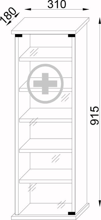 Image du produit VCM Armoire à pharmacie Gusal XXL verrouillable (31 x 18 x 92 cm)