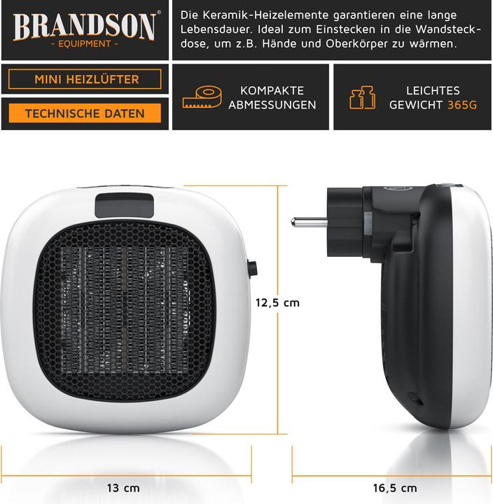 Actual product image Brandson Mini fan heater sockets (700 W)