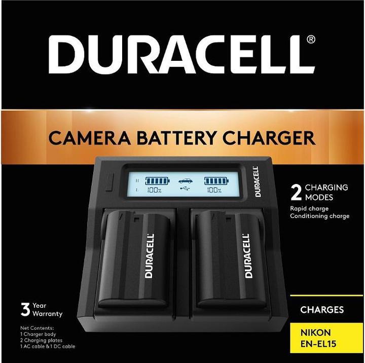 Image du produit Duracell Double chargeur pour DRNEL15/EN-EL15 (Chargeur de batterie d'appareil photo)