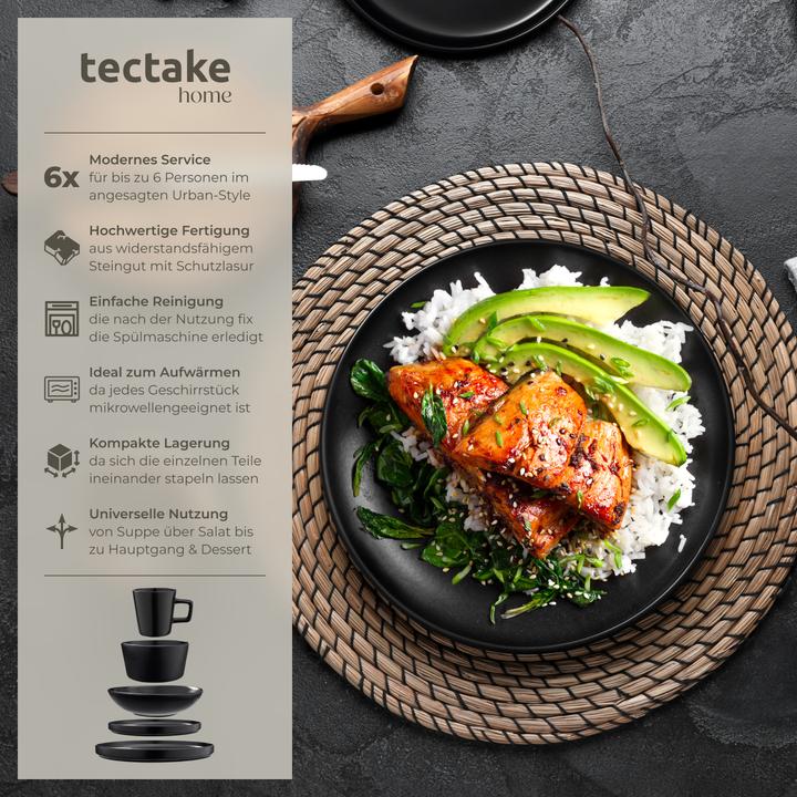 Actual product image tectake Geschirrset Una, aus Steingut, für 6 Personen (30 Piece)