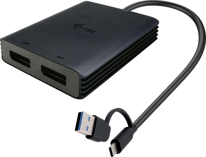 i-tec Adattatore video 4K DP doppio USB-A/USB-C 2x Adattatore display 4K DP con chip DisplayLink 6950 (DP, 27 cm)