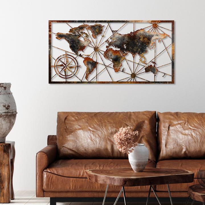 Image du produit Wallxpert Carte du monde en métal (120 x 60 cm)