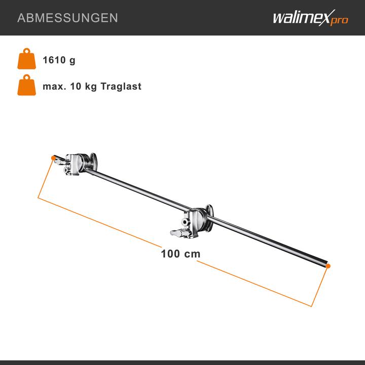 Produktbild Walimex pro pro Galgen mit 2 Schraubklemmen, 100cm (100 cm, 10 kg)
