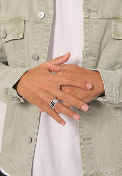 Immagine prodotto Kuzzoi Anello Uomo Signet Ring Smalto Logo Basic Argento 925 (62, 925 Argento)