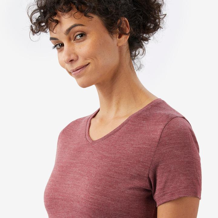 Actual product image Forclaz Women’s Short-Sleeved Merino Wool T-shirt, Merino Fresh - Brown (XL)
