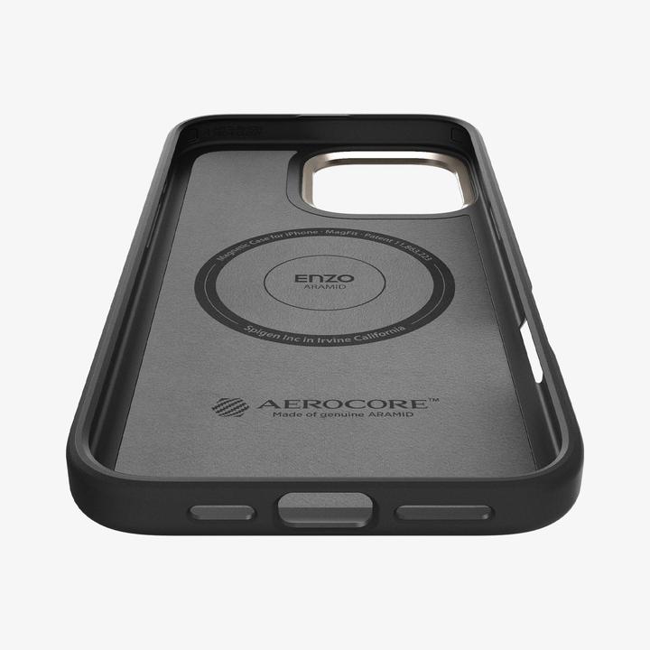 Actual product image Spigen Enzo Aramid Mag Magsafe case for iPhone 16 Pro Max 6,9" black/natural (Apple iPhone 16 Pro Max)