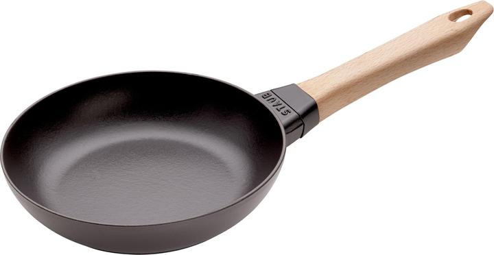Frying pan with wooden handle (20 cm, Frying pan, Cast iron)