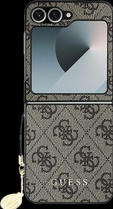Actual product image Guess GUHCZF6GF4GBR Z Flip6 F741 brązowy/brown 4G Charm (Samsung Galaxy Z Flip6)