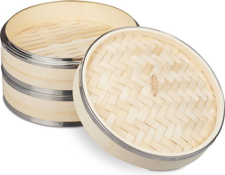 Actual product image Relaxdays Bamboo steam cooker (24 cm, Plant materials)